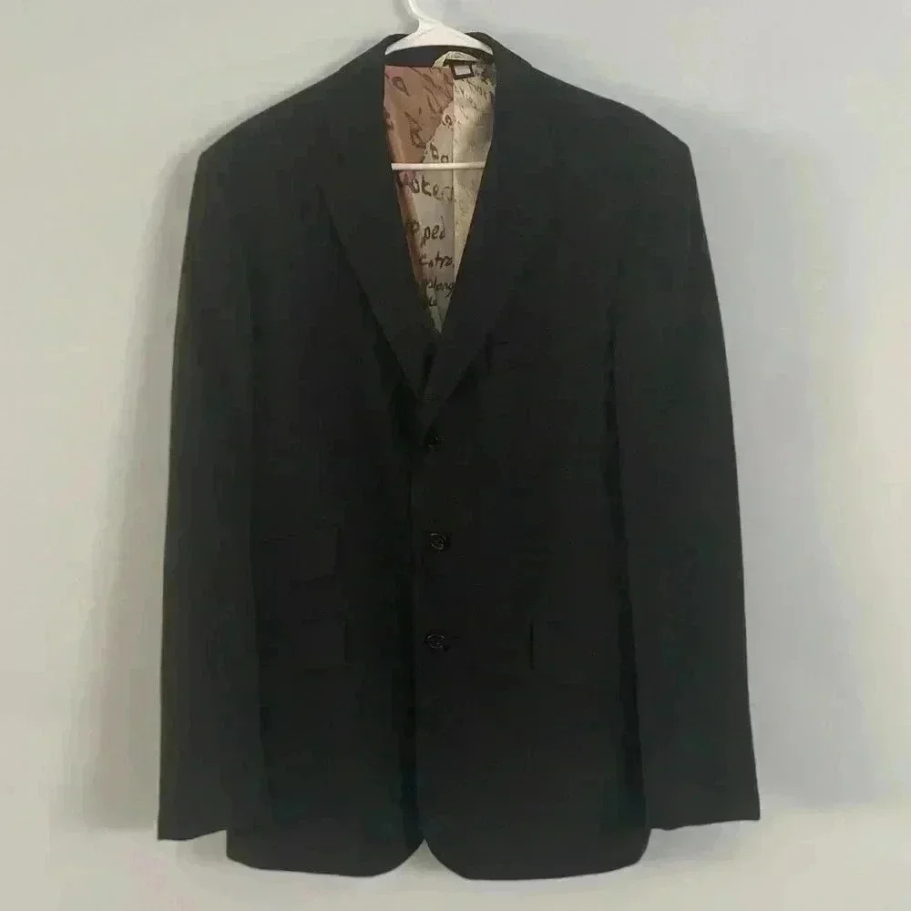 Just Cavalli Men's Black‎ Three Buttons Blazer Sport Coat US 46 IT 56